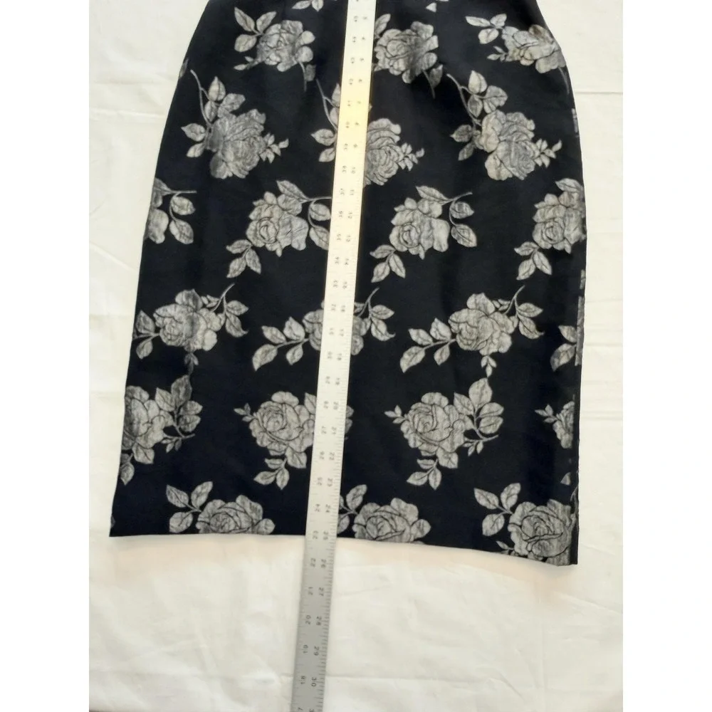 Maggy London‎ Skirt Womens 8 Black Floral Jacquard Pencil Midi Lined Made USA
